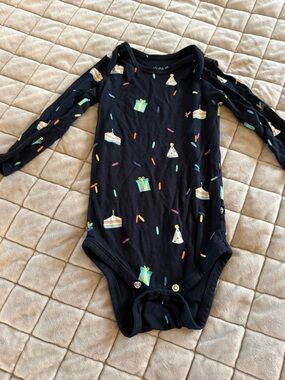 Kyte BABY Black Long-Sleeve One-Piece with Birthday Party
